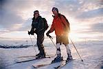 Teenagers Skiing