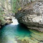 Gros plan d'un cours d'eau, Canyon Johnston, vallée de la Bow, Parc National Banff, Alberta, Canada