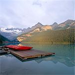 Boats on Dock, Lake Louise, Banff National Park, Alberta, Canada