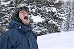 Man Yelling in Winter