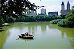 Boaters on Lake, Central Park, New York City, New York, USA