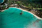 Luftbild von Blue Bay Beach Mauritius