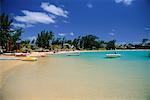 Boats on Beach, Mauritius, Indian Ocean