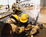 Firefighters in Practice Drill