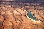 Aerial of Lake in Desert, Strzelecki Desert, South Australia, Australia