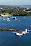 Plane over Coastal Region, Currie, King Island, Tasmania, Australia