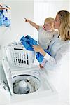 Mother and Daughter Doing Laundry