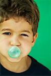 Portrait of Boy Blowing Bubble