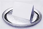 Blank Card on Silver Tray