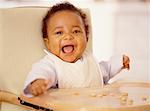 Portrait of Child Sitting in High Chair