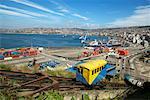 Standseilbahn und Hafen, Valparaiso, Chile