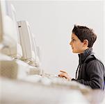 Student Using Computer in Classroom