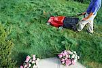 Man Mowing the Lawn, Calgary, Alberta, Canada