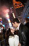 Couple at Times Square on New Year's Eve, New York City, New York, USA