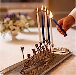 Lighting a Menorah