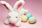 Plush Easter Bunny with Colored Easter Eggs