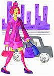 Illustration of Woman Shopping