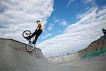 Boy Cycling on Ramp