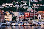 Vue d'ensemble de la ville côtière, Bergen, Norvège