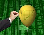 Hand Poking Financial Balloon With Pin