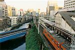 Overview of Train Station in City, Tokyo, Japan