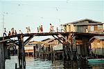 People Crossing Over Bridge, Zamboanga, Mindanao, Philippines