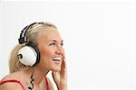 Portrait of Woman Listening to Headphones