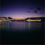 Navire de croisière au crépuscule, Cozumel, Quintana Roo, Mexique