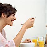 Woman enjoying breakfast