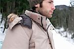 Young man outside in the snow