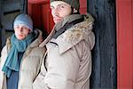 Two young men in winter clothes