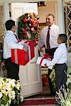 Boys Delivering Christmas Presents