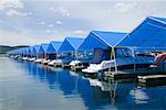 Recreational Boats in Covered Docks, Coeur D'Alene, Idaho, USA