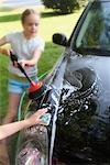 Girls Washing Car