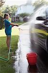 Girl Washing Car