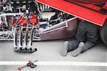 Mechanic Repairing Drag Racer