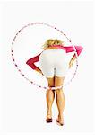 Woman Bent Over, Twirling Hula-Hoop