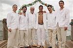 Portrait of Groom and Groomsmen Standing on Dock