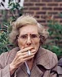 Elderly woman smoking