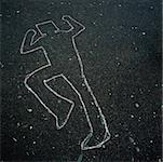 Chalk outline on floor