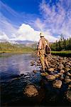 Man Fly Fishing, Northwest Territories, Canada