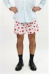 Man Wearing Boxer Shorts With Hearts