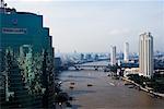 Skyline and Chao Phraya River, Bangkok, Thailand