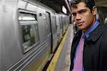 Businessman Waiting for Subway