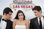 Wedding Party by Sign, Las Vegas, Nevada, USA