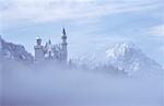 Neuschwanstein Castle in Fog, Bavaria, Germany