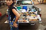 Stand de nourriture à l'arrière de la camionnette, Bangkok, Thaïlande