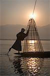 Intha Fisherman At Sunrise, Inle Lake, Shan State, Myanmar