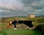 Bride Lying Down Outdoors, Cornwall, England