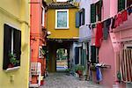 Bunte Häuser, Insel Burano, Lagune von Venedig, Italien
